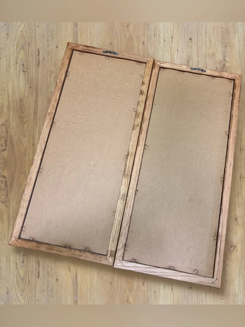 2 Vintage MCM 80s Frosted Etched Glass Mirror Wood Birds of Paradise 21